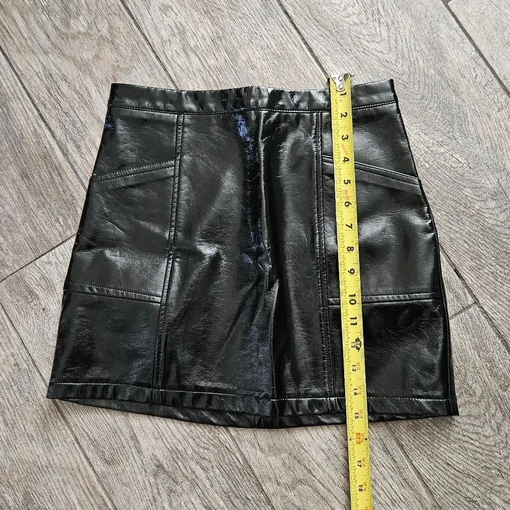 NWOT Art Class Black Faux Leather Skirt Size L